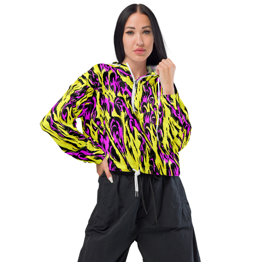 Women's Cropped Windbreaker - Neon Savanna