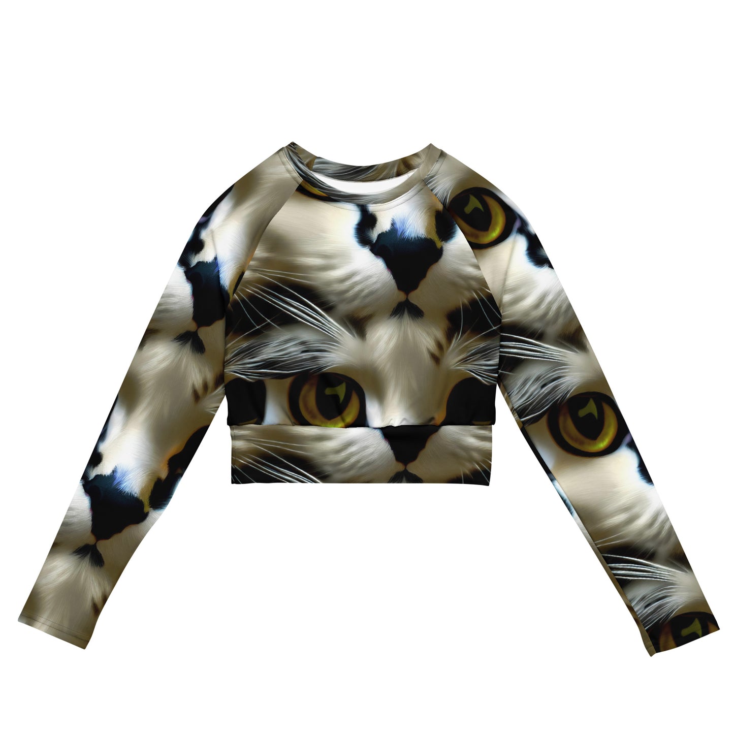 Long Sleeve Crop Top - Feline Fancy