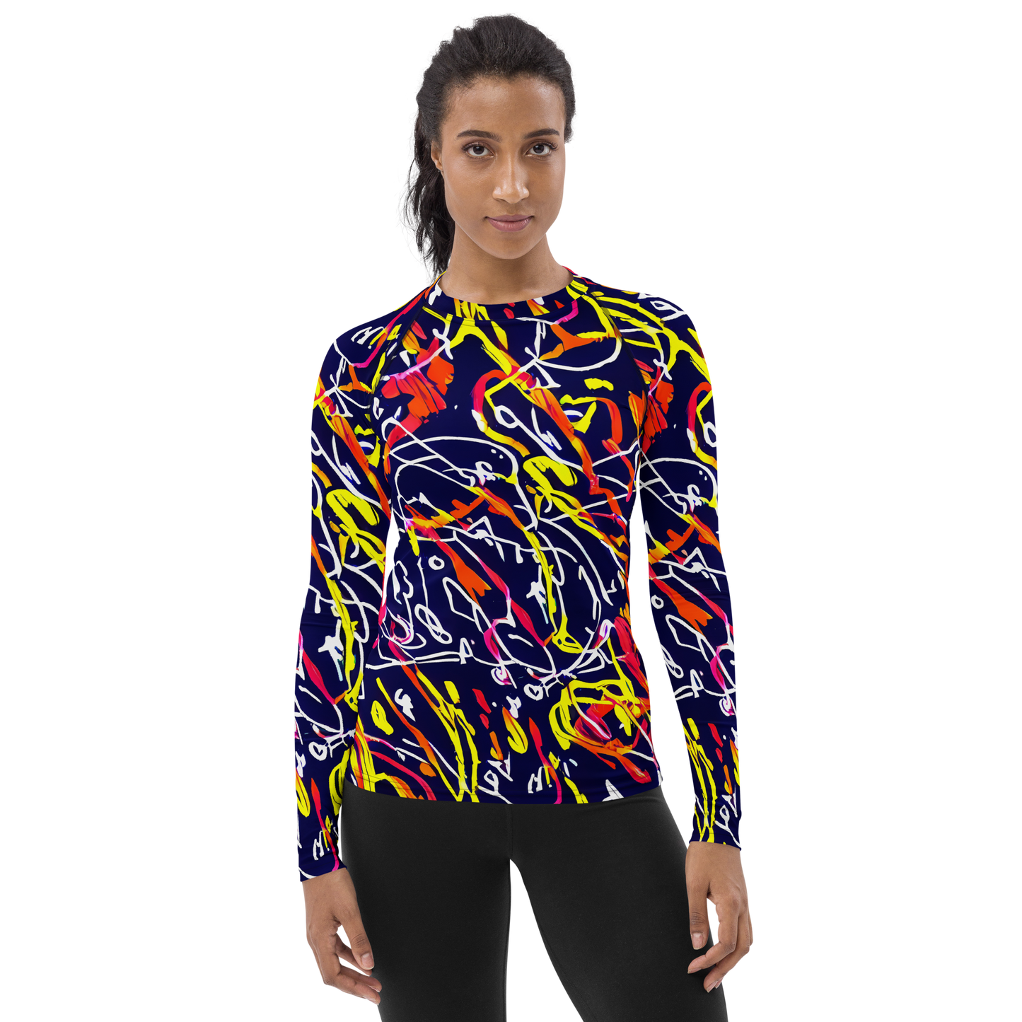 Women's Rash Guard - Neon Currents