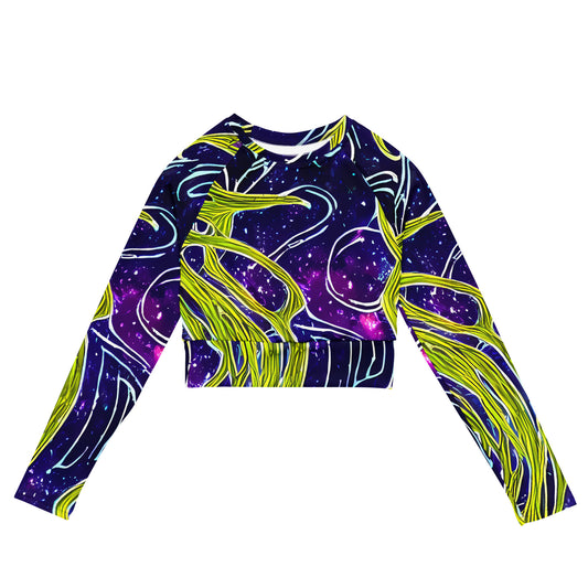 Long Sleeve Crop Top - Celestial Scribbles