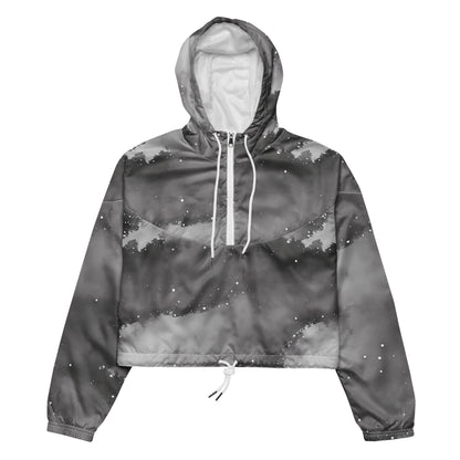 Women's Cropped Windbreaker - Monochrome Dreams