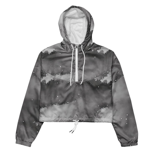 Women's Cropped Windbreaker - Monochrome Dreams