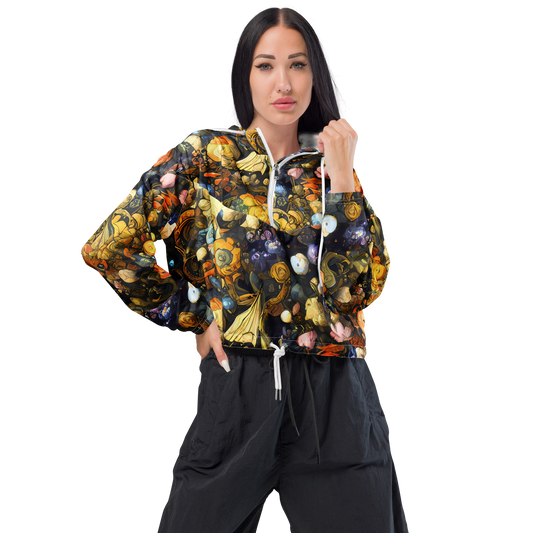 Women's Cropped Windbreaker - Baroque Blossom