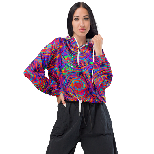 Women's Cropped Windbreaker - Quantum Spiral