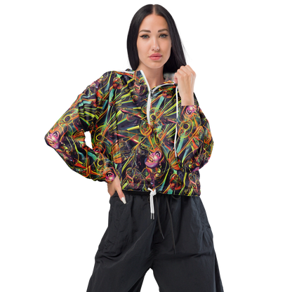 Women's Cropped Windbreaker - Psychedelic Deep Space