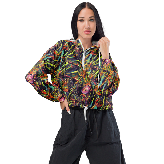 Women's Cropped Windbreaker - Psychedelic Deep Space