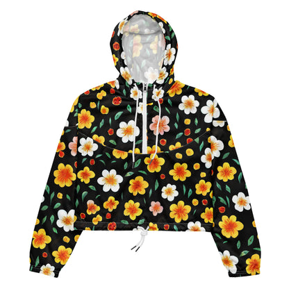 Women's Cropped Windbreaker - Sunlit Blossoms