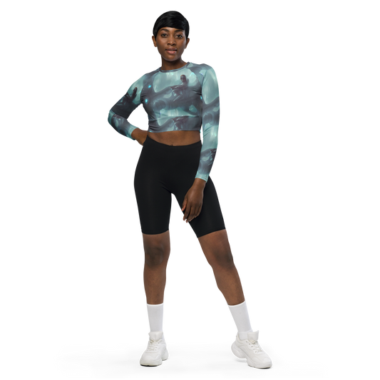 Long Sleeve Crop Top - Liquid Serenity