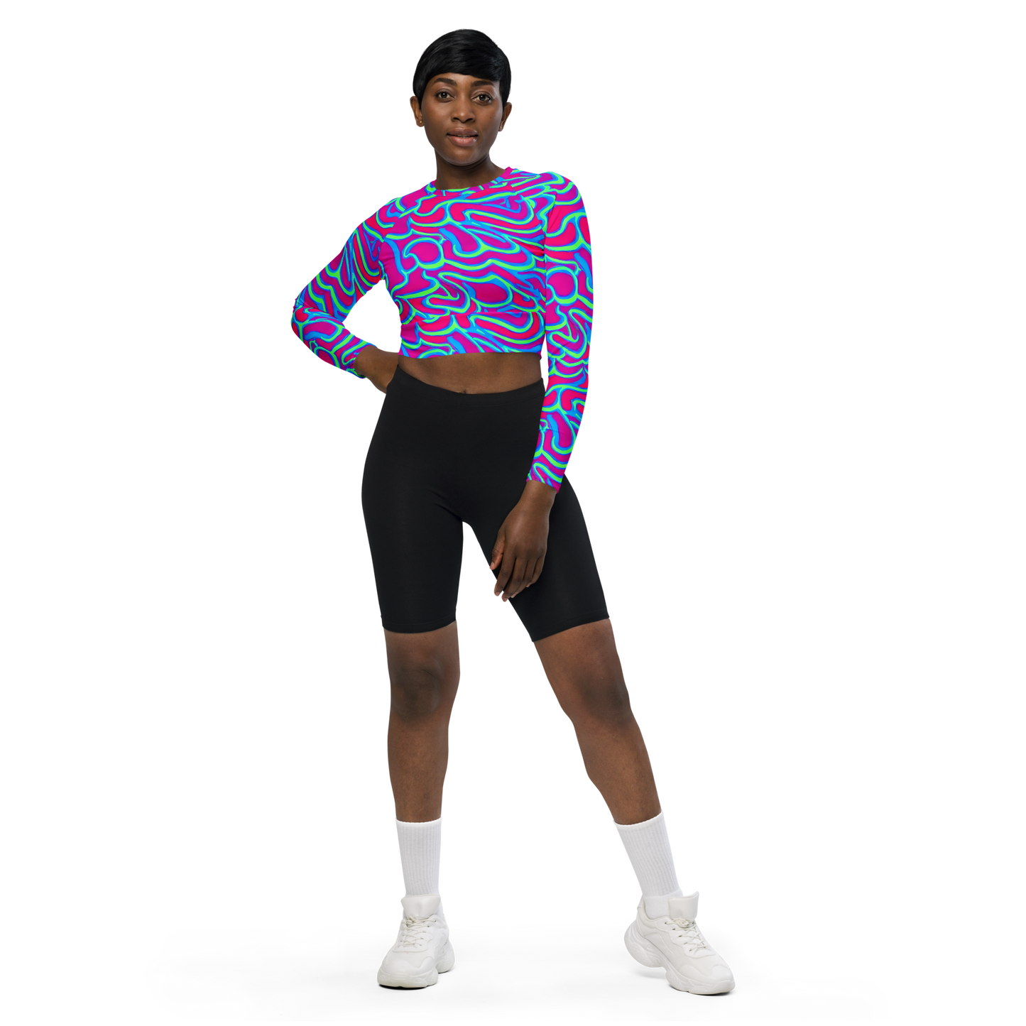 Long Sleeve Crop Top - Aquatic Ember