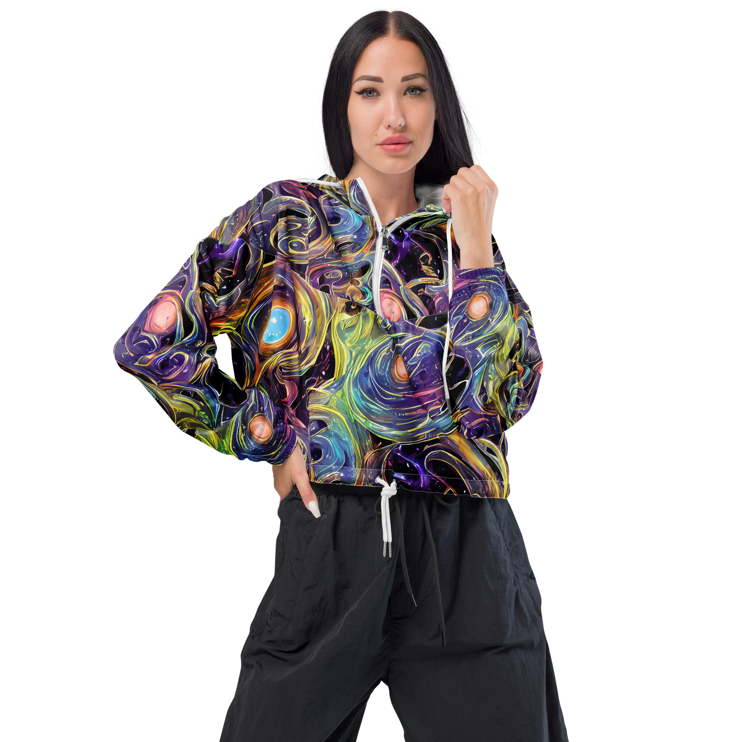 Women's Cropped Windbreaker - Lebacq Swirl