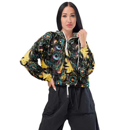 Women's Cropped Windbreaker - Celestial Echoes