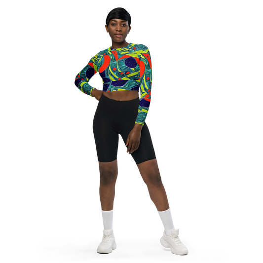 Long Sleeve Crop Top - Harmonic Mirage