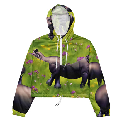 Women's Cropped Windbreaker - Verdant Safari