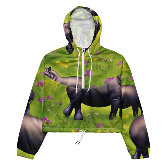 Women's Cropped Windbreaker - Verdant Safari
