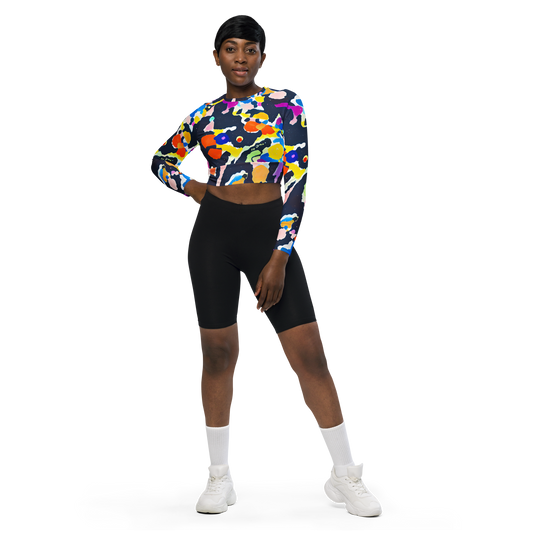 Long Sleeve Crop Top - Kaleido Burst