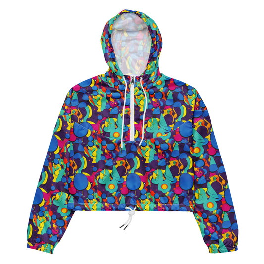Women's Cropped Windbreaker - Psychedelic Harmony
