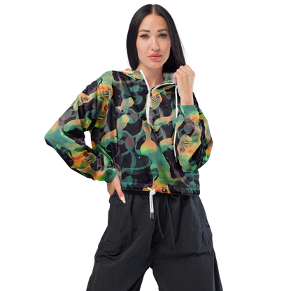 Women's Cropped Windbreaker - Astral Rhythms