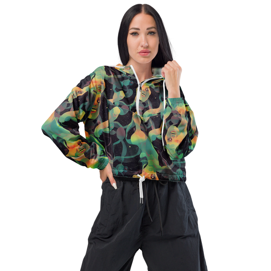 Women's Cropped Windbreaker - Astral Rhythms