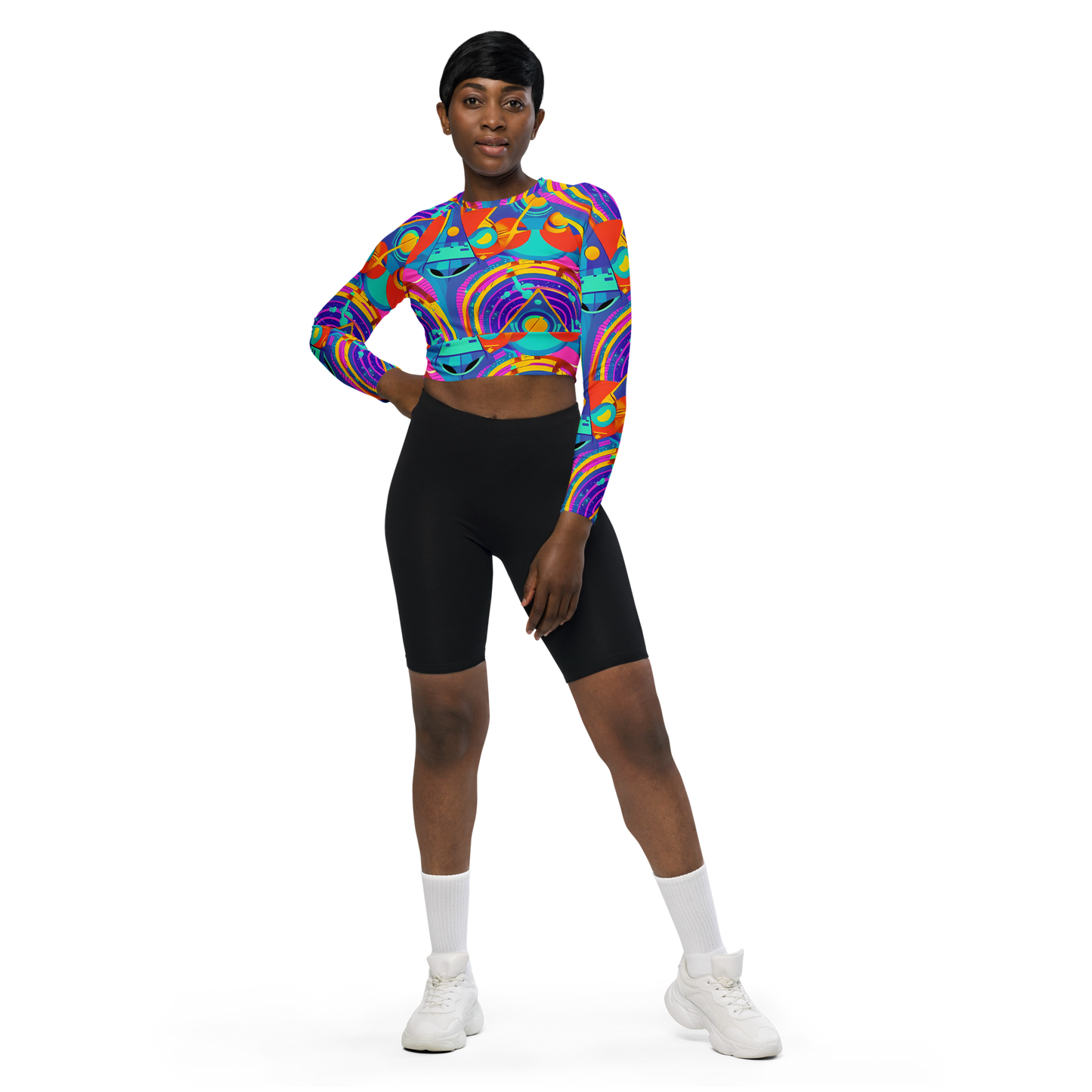 Long Sleeve Crop Top - Blast of Color