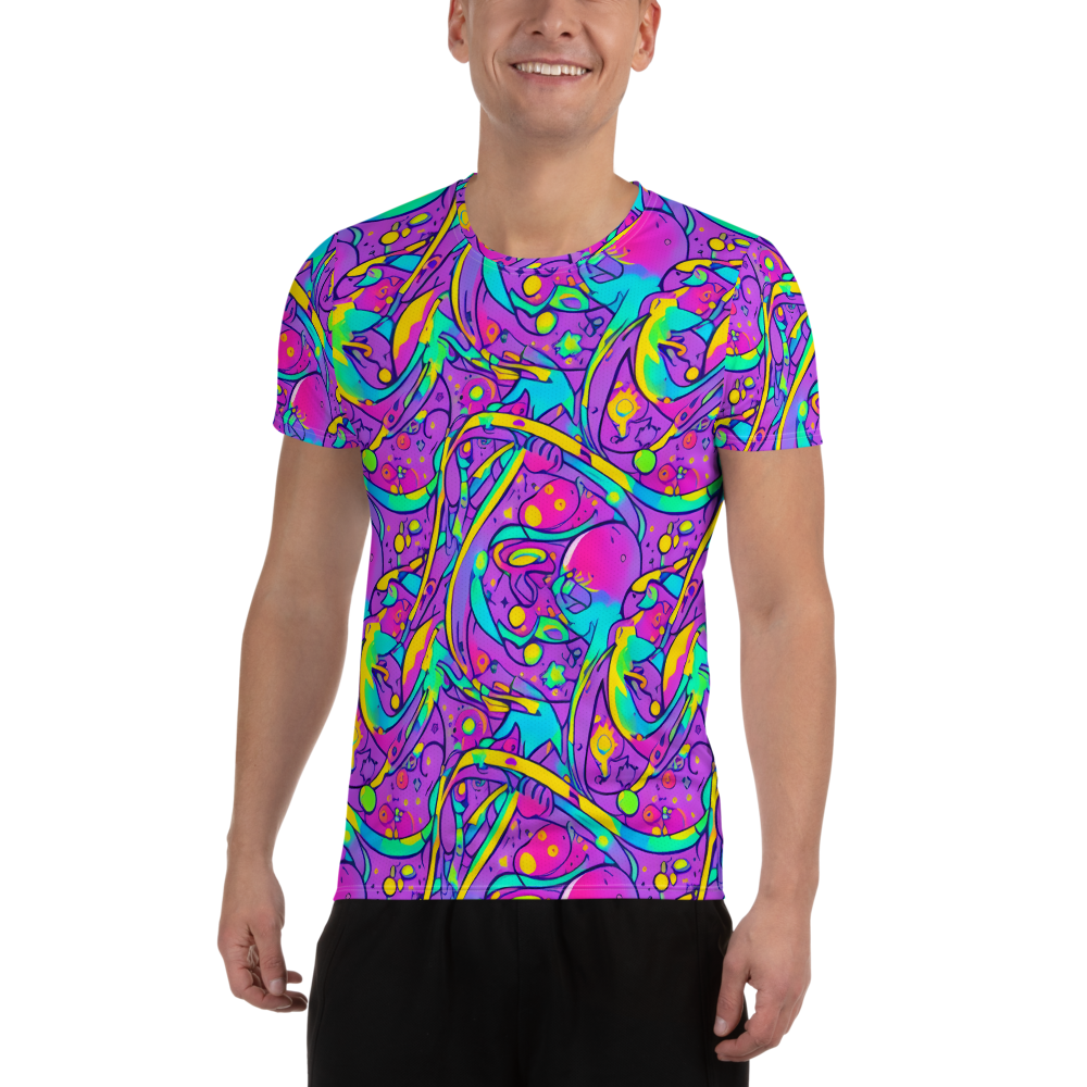 Men's Athletic T-Shirt - Neon Galaxy Whirl