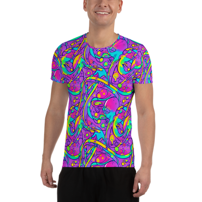 Men's Athletic T-Shirt - Neon Galaxy Whirl