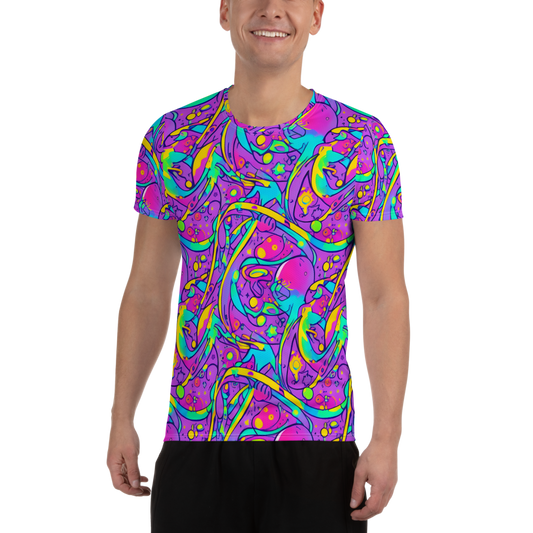 Men's Athletic T-Shirt - Neon Galaxy Whirl