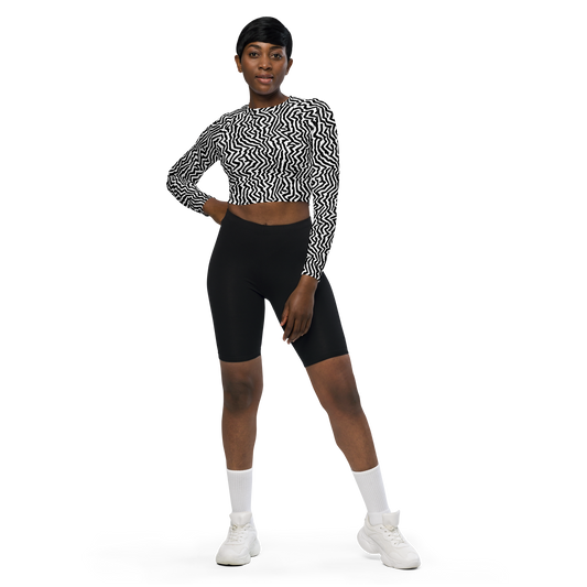 Long Sleeve Crop Top - Static Swirl