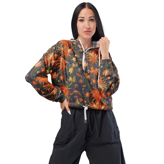 Women's Cropped Windbreaker - Stellar Blooms