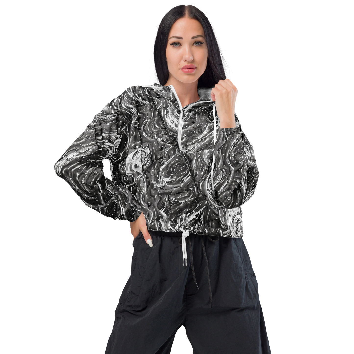 Women's Cropped Windbreaker - Nebulous Night