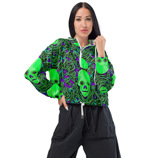 Women's Cropped Windbreaker - Ghostly Labyrinth