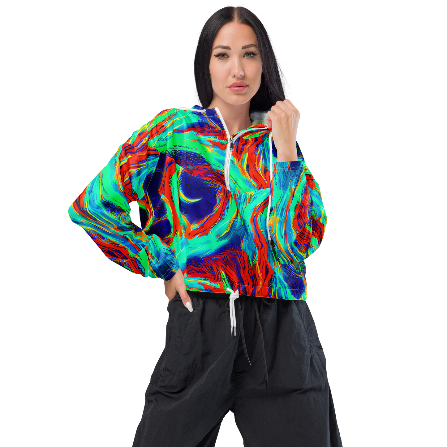 Women's Cropped Windbreaker - Cerulean Cyclone