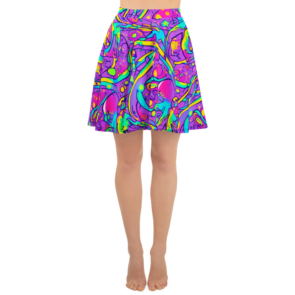 Skater Skirt - Neon Galaxy Whirl