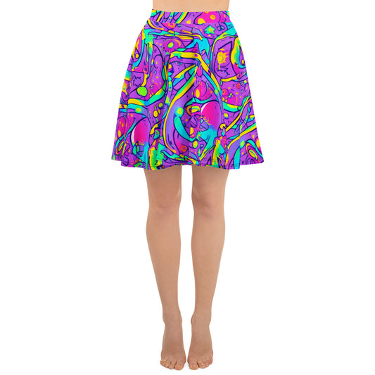 Skater Skirt - Neon Galaxy Whirl