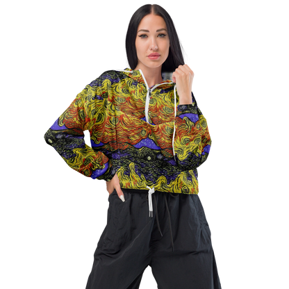 Women's Cropped Windbreaker - Dancing Solar Flare