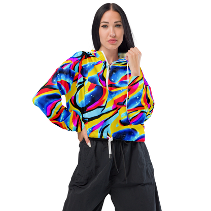 Women's Cropped Windbreaker - Electric Dreamscape