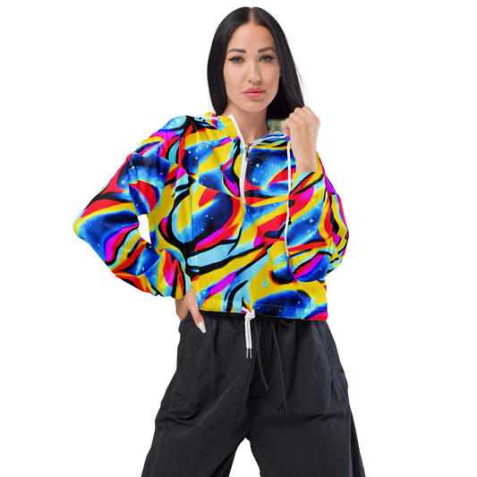 Women's Cropped Windbreaker - Electric Dreamscape