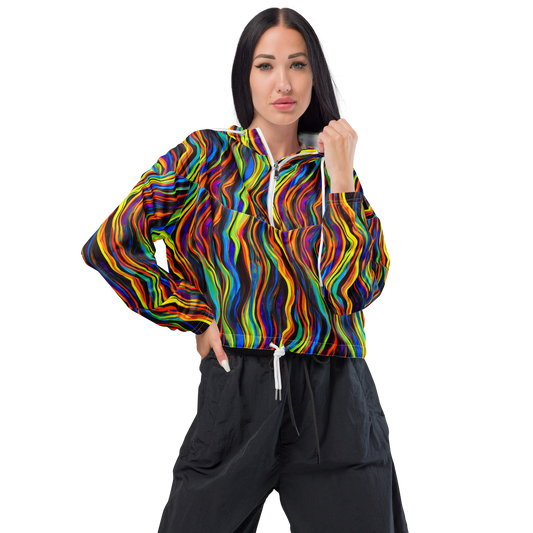 Women's Cropped Windbreaker - Celestial Waves