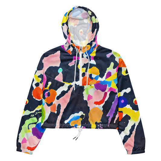 Women's Cropped Windbreaker - Kaleido Burst