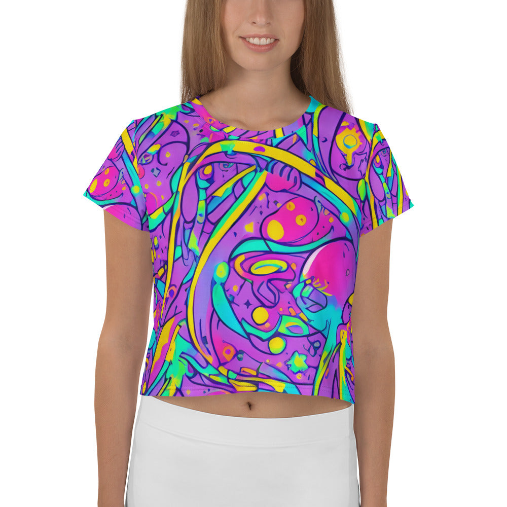 Crop Tee - Neon Galaxy Whirl