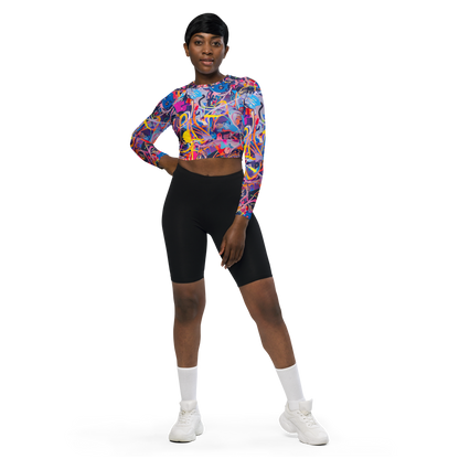 Long Sleeve Crop Top - Vibrant Fusion