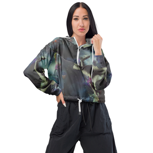 Women's Cropped Windbreaker - Cosmic Dancer