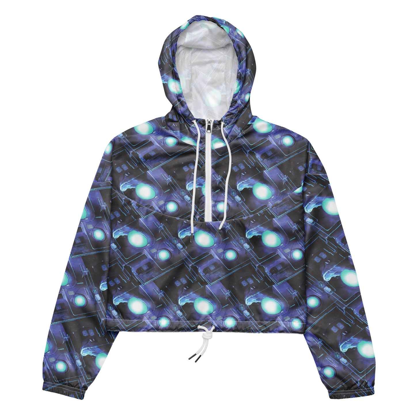 Women's Cropped Windbreaker - Galactic Circuit