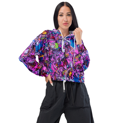 Women's Cropped Windbreaker - Chromatic Frenzy