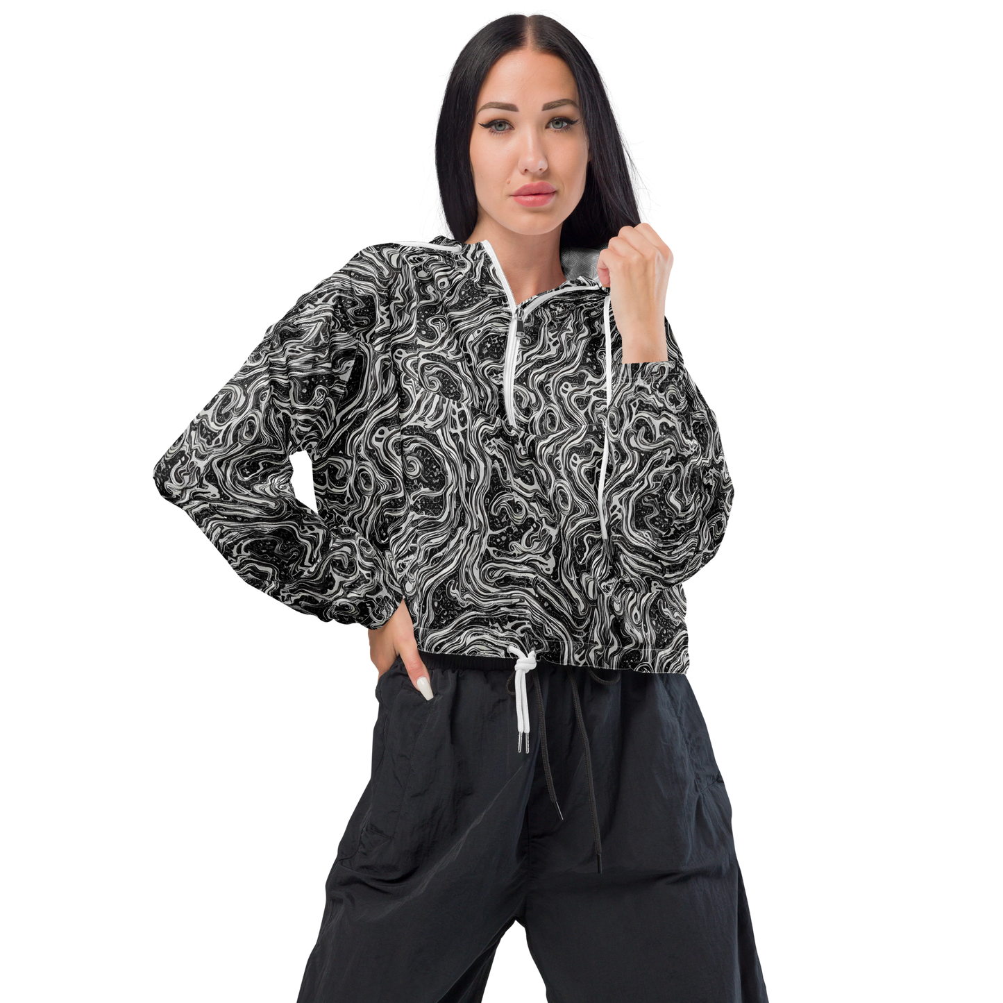 Women's Cropped Windbreaker - Whirlpool Echo