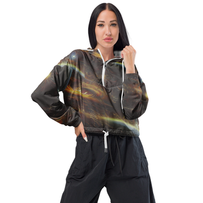 Women's Cropped Windbreaker - Quantum Illusions