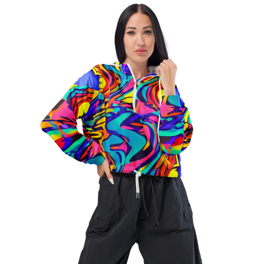 Women's Cropped Windbreaker - Electric Ecstasy