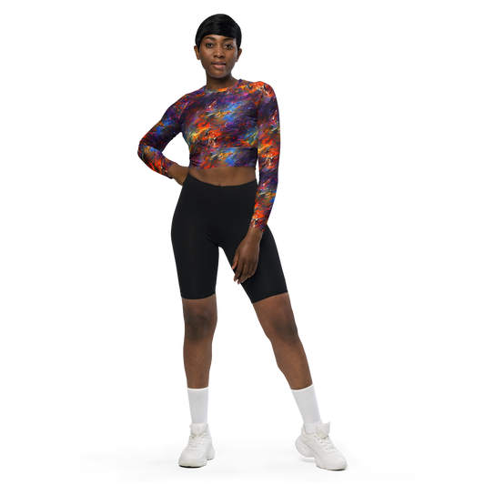 Long Sleeve Crop Top - Auroral Ripples