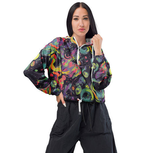 Women's Cropped Windbreaker - Psychedelic Drift