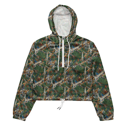 Women's Cropped Windbreaker - Emerald Dynasty