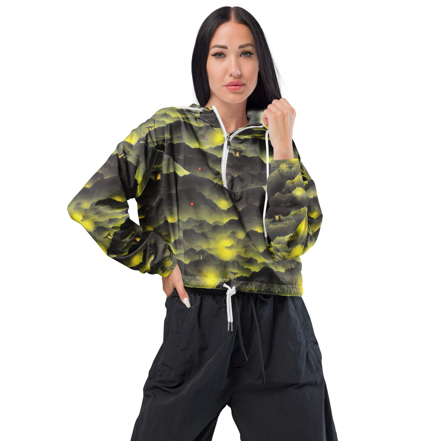 Women's Cropped Windbreaker - Spectral Isle